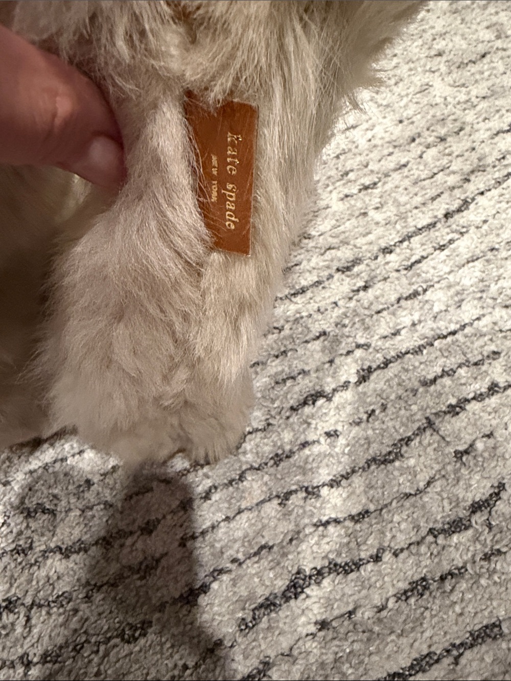 kate spade Beige Faux-Fur Ankle Boots with Yellow Pom-Poms size 7 - Picture 7 of 10